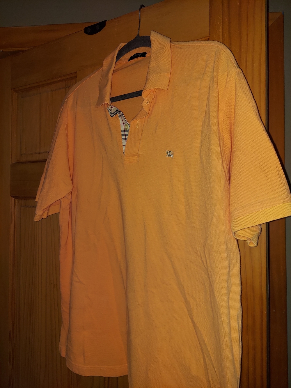 Burberry Orange Polo with Check Trim - Picture 2 of 9